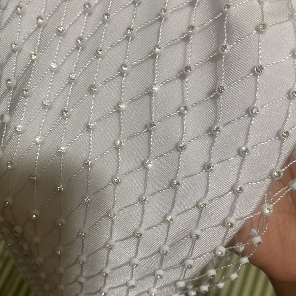 Two piece white diamond crop top and long skirt - Picture 3 of 4